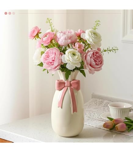 Amazon.com: Jingmore Pink Bow Ceramic Vase for Flowers 9.3 Inch