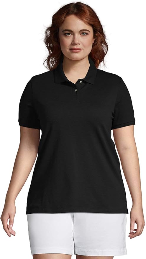 Lands' End Women's Plus Size Mesh Cotton Short Sleeve Polo Shirt: Amazon.ca: Clothing & Accessories