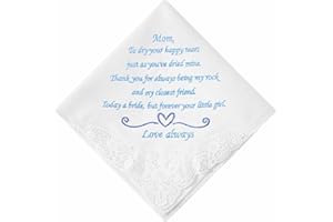 PACGOTH Wedding Handkerchiefs Mother Father of the Bride Gifts, Something Blue Embroidered Hankies Gifts On Wedding Day