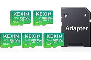 KEXIN 64GB Micro SD Card SDXC UHS-I Memory Card 64GB with Adapter Full HD & 4K UHD, C10, U3, 5 Pack Mini SD Card Expanded Sto