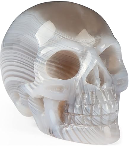 Artistone 2" Tiger Eye Crystal Skull Head Statue Carved Gemstone Human Skelet