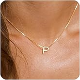 Initial Necklaces for Women Trendy, 14K Gold Plated Dainty A-Z Letter Pendant Necklaces Cute Personalized Name Necklace Non Tarnish Fashion Accessories Trendy Stuff Gold Jewelry Christmas Gifts for Mom