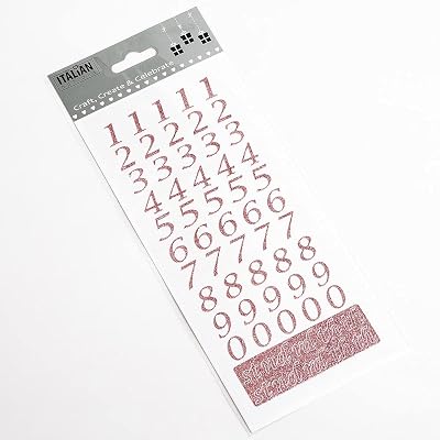 Italian Options 15mm Script Rose Pink Glitter Numbers Self Adhesive