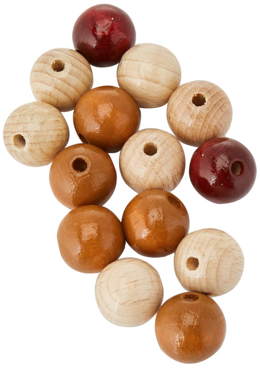GLOREX Wooden Beads, Pack of 14, Mix, Wood, Brown, 11 x 8.5 x 1.5 cm — image 1