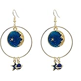 Planet Earrings for Women Creative Handmade Cartoon Rocket Space Ship Astronauts Moon Saturn Dangle Drop Earrings Space Lover Gift Sci-Fi Jewelry