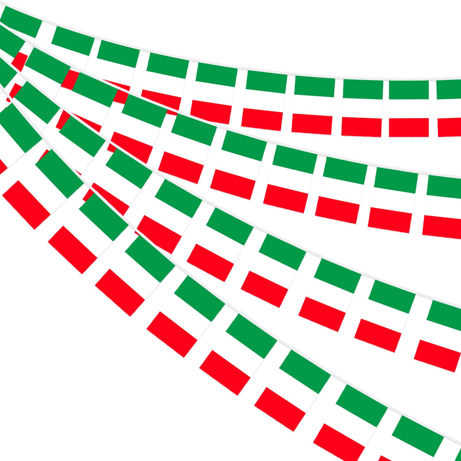 Ahfulife Italy Flag Bunting for Italian Party Decoration, 30pcs Italy Bunting Double Sided Fabric Flags for National Day Football Fan Party Sports Bars Street Decorations (14 x 21 cm - 2 Pcs) — image 1