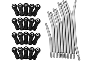 Pothyes 324mm Wheelbase Stainless Steel Rod Links Linkage Set with Steering Link for 1/10 Axial SCX10 & SCX10 II 90046 RC Crawler Car Upgrade,10PCS