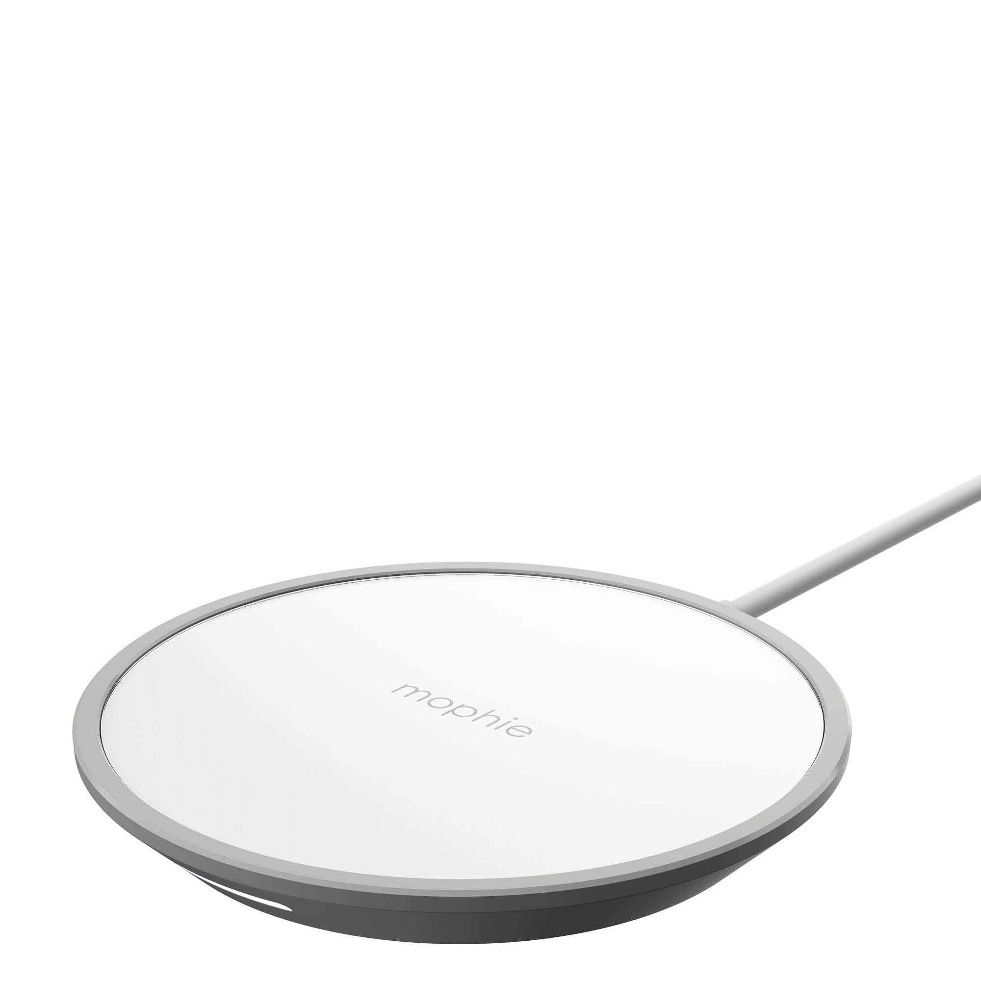 Mophie wireless charging pad mini - 7.5W Fast Charging - Made for Apple iPhone and AirPods - Polished Finish - White (UK Plug)