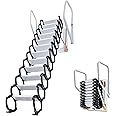 INTSUPERMAI Attic Access Ladder - Black, Wall-Mounted, Folding Stairs with Armrests, 10 ft Height