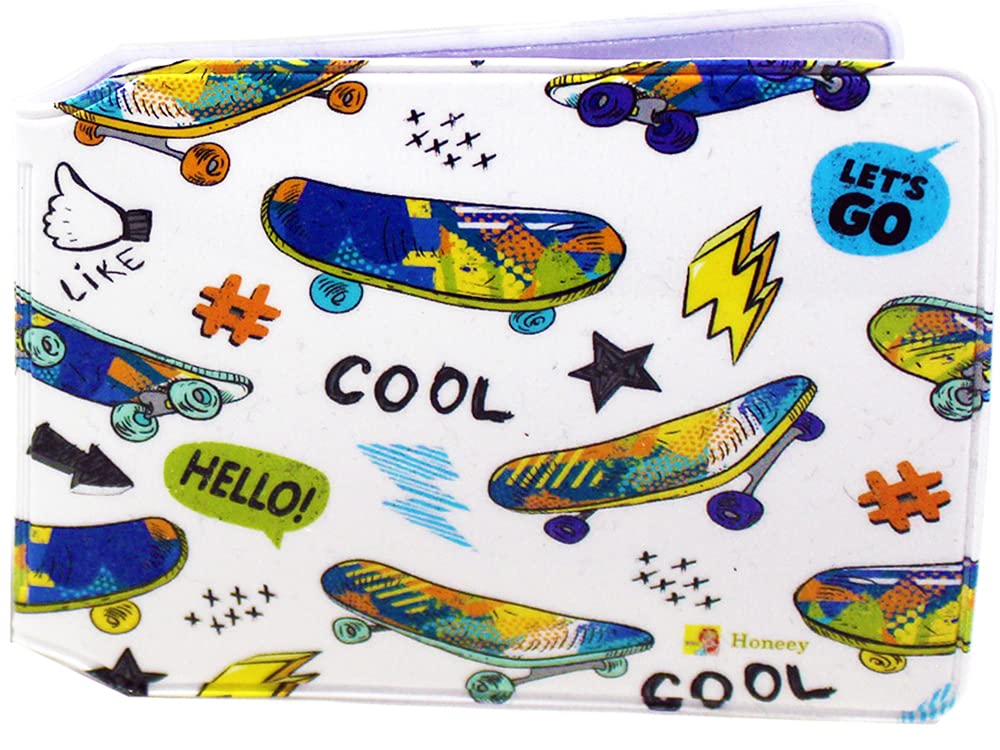 Skateboards Credit Card Bus Pass Wallet Slimline Travel Rail Ticket Holder Cover for Oyster Business Zip ID Card - Bifold - Party Bag Gift School Leaver Uni (10x Wallets)