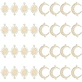 Hobbspring 32Pcs Brass Moon Sun Connector Charms 24K Gold Plated Small Sun Jewelry Links Charm Half Moon Blank Tag Charms for Jewelry Earring Bracelet Necklace Making DIY Craft