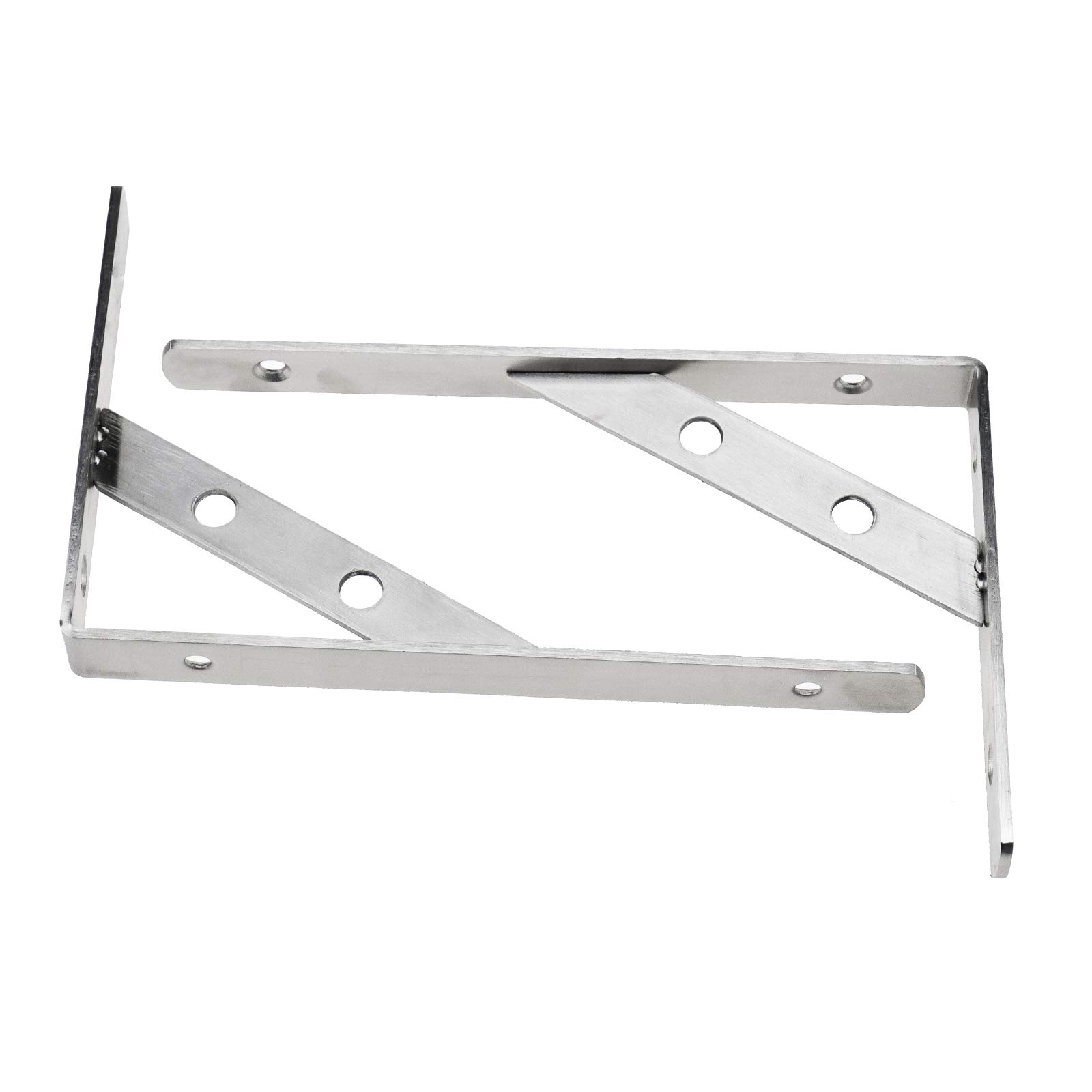 OTOTEC 2Pcs 8" Stainless Steel Wall Corner Shelf Bracket Silver Right Angle Solid Brace