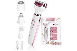 GLOXLITE Epilators Hair Removal for Women, 2025 Upgraded 4 in 1 Women Face Epilator, Facial, Eyebrow and Nose Hair Trimmer for All Skin Types, Removable and Washable Heads