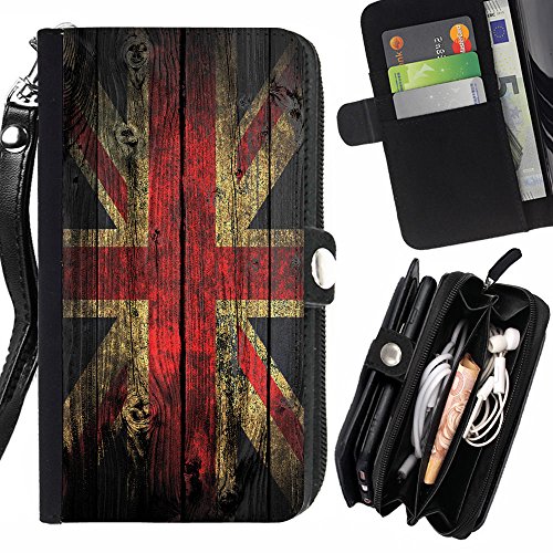 GOD CASE FOR SONY XPERIA Z5 COMPACT Grunge Wood Retro Union Jack Flag Wallet Purse Pouch Holster Leater & Soft TPU