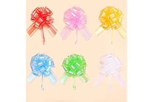 HQJAXJ 6PCS Pull Bows,Large Rainbow Film Bow Gift Wrapping Bows,Pull Bows for Gift Baskets