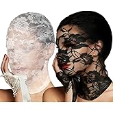 SRLLBBY Floral Lace Full Face Mask, Wrist Cuff, Hair Bibbon for Photography Halloween Cosplay DIY Enthusiasts