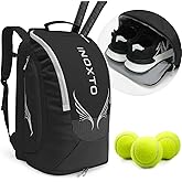 INOXTO 40L Tennis Backpack for Men & Women, Large Pickleball Bag With Independent Shoe Storage, Waterproof & Breathable, Holds 2 Tennis Rackets for Badminton, Travel & Camping