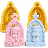Toni Crafty Angel Mold &amp; Virgin Mary Candle Mold &ndash; Religious Silicone Mold Set 2 Pieces for Candle Making, Soap, Resin &amp; Chocolates &ndash; Moldes para Velas &ndash; Small Candle Molds for DIY
