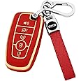 XIYANG TRADE for for Ford Key Fob Cover with Keychain,Key Case Shell Protector Holder for Ford Explorer Fusion Escape Edge Expedition Maverick Mustang Bronco F150 F250 F350 F450 F550 Lincoln (Red)