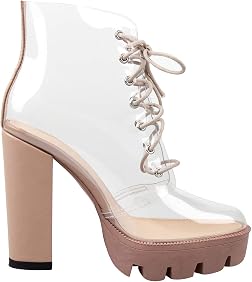 OLCHEE Women's Fashion Clear Lace Up 