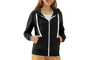 DOUBLJU Lightweight Thin Zip-Up Hoodie Jacket for Women with Plus Size