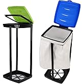 TonGass (Green & Blue, 2-Pack Collapsible Trash Bag Holder, Portable Indoor Outdoor Trashcan Suitable for 13-Gallon Trash Bag