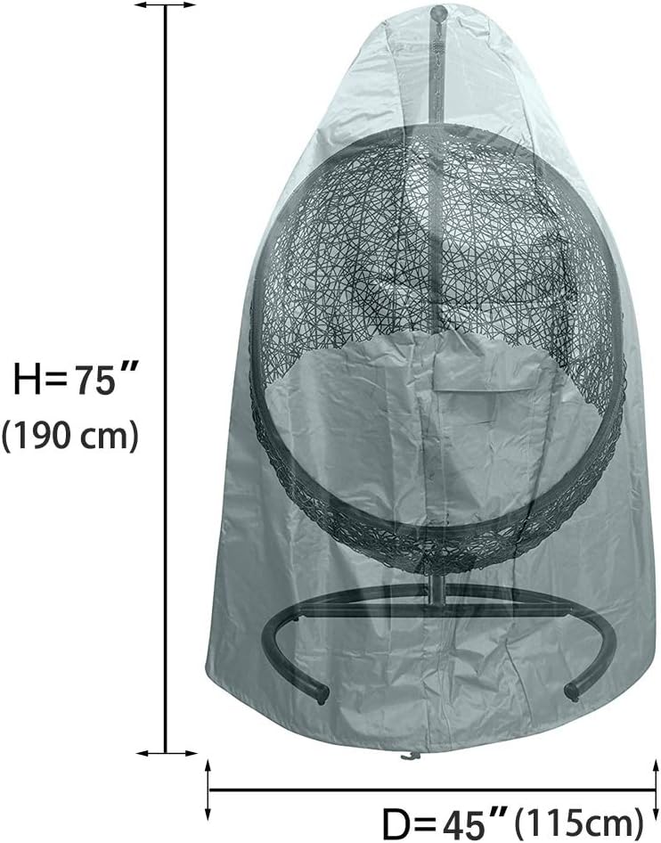 Oslimea Patio Hanging Egg Chair Cover, Durable Lightweight Waterproof Egg Swing Chair Cover with Zipper Fits Most Outdoor Single Swing Egg Chair Dust Protector (75" x 45", Black): Kitchen & Dining