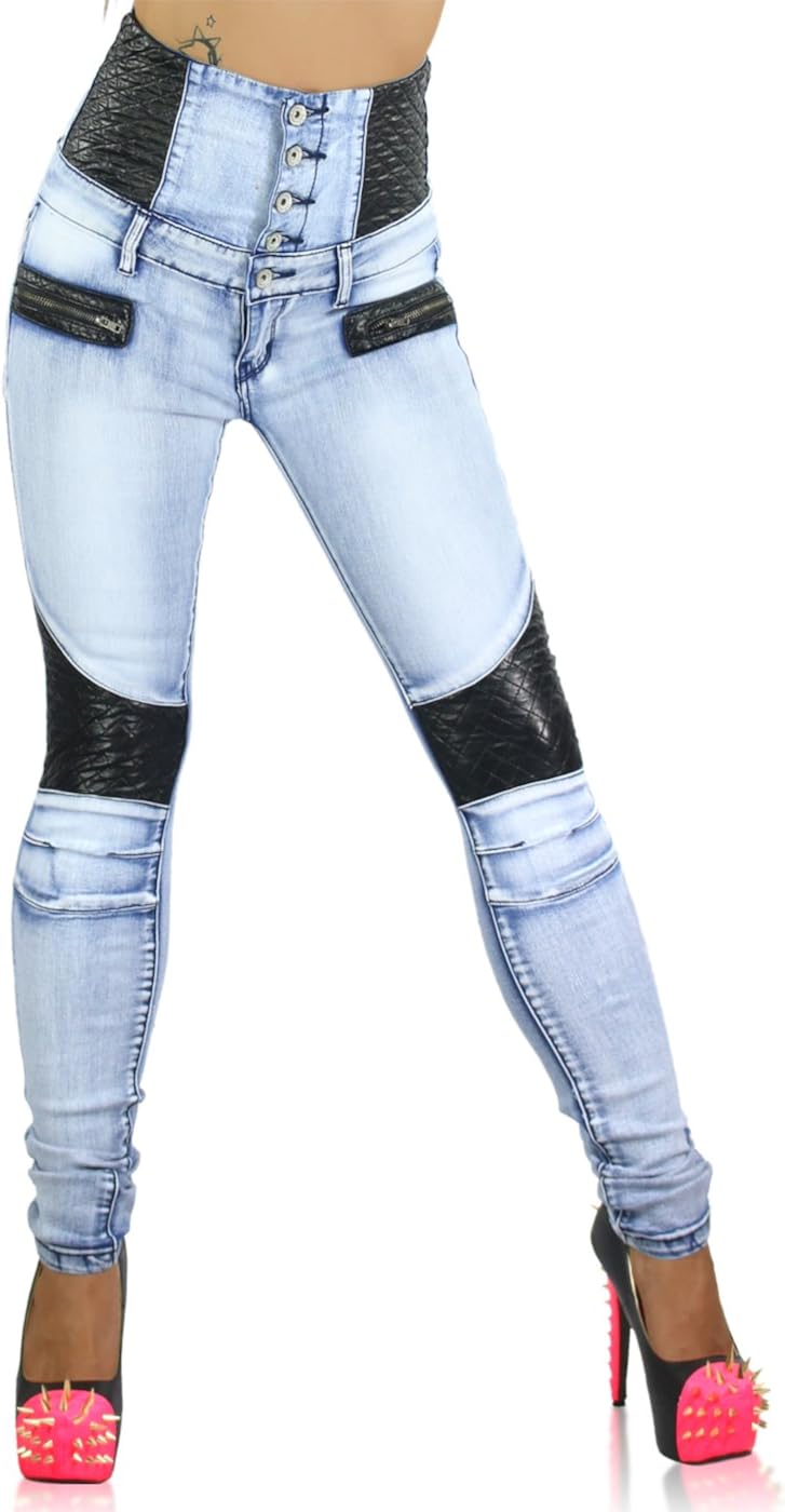 Women S Skinny High Waist Jeans Ladies Faux Leather Trousers Size Uk 6 8 10 12 14 Eu 34 36 38 40 Xs Uk 6 Eu 34 Amazon Co Uk Clothing