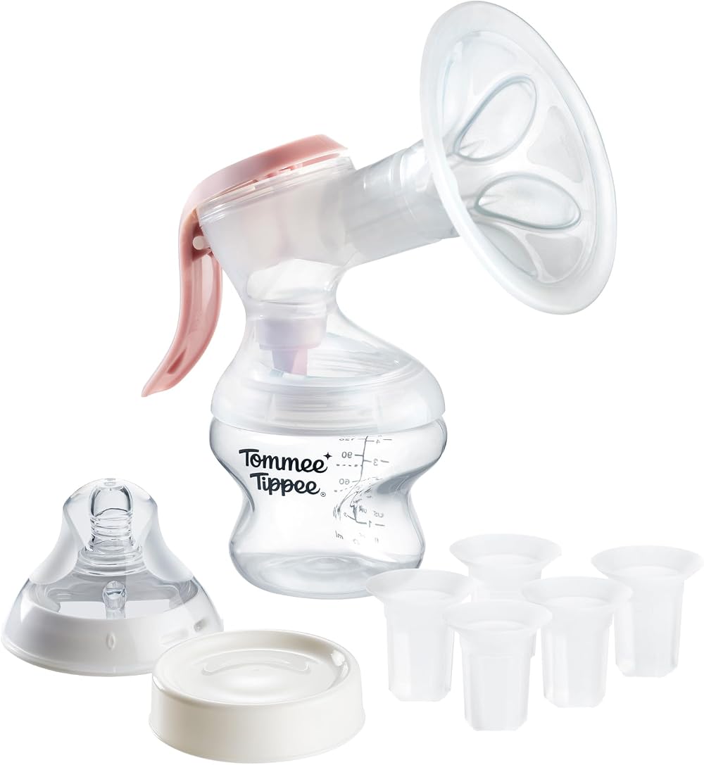 Tommee Tippee Manual Breast Pump Hands-Free with Flange Kit 6 sizes