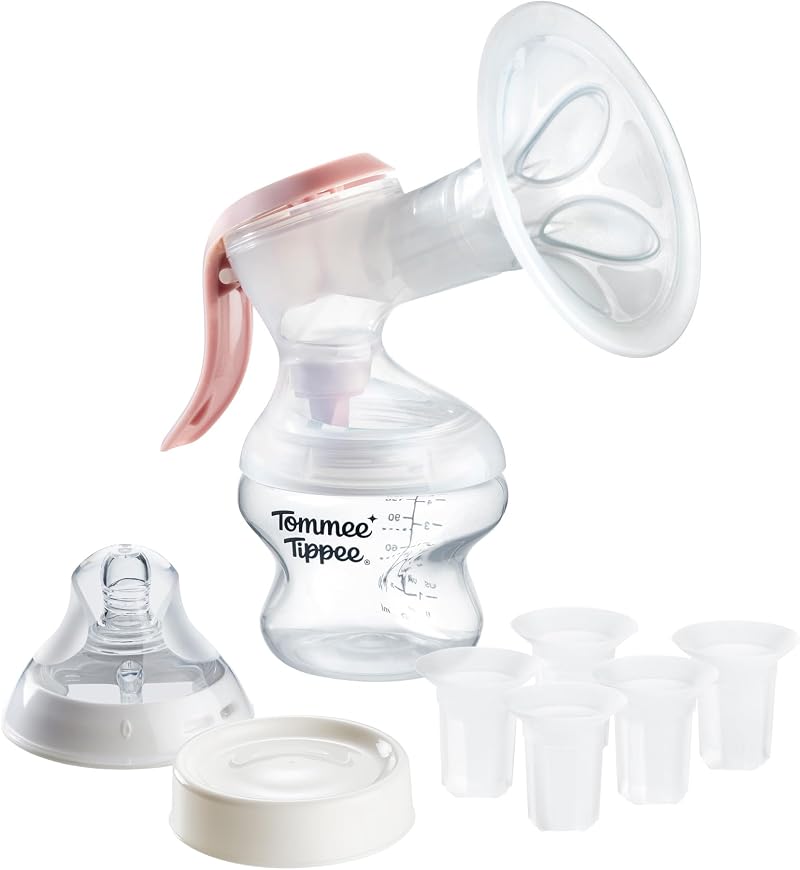 Tommee Tippee Manual Breast Pump Hands-Free with Flange Kit 6 sizes