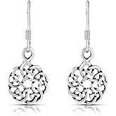 AeraVida Beautifully Linked Celtic Knots Round .925 Sterling Silver Dangle Earrings | Love Knot earrings
