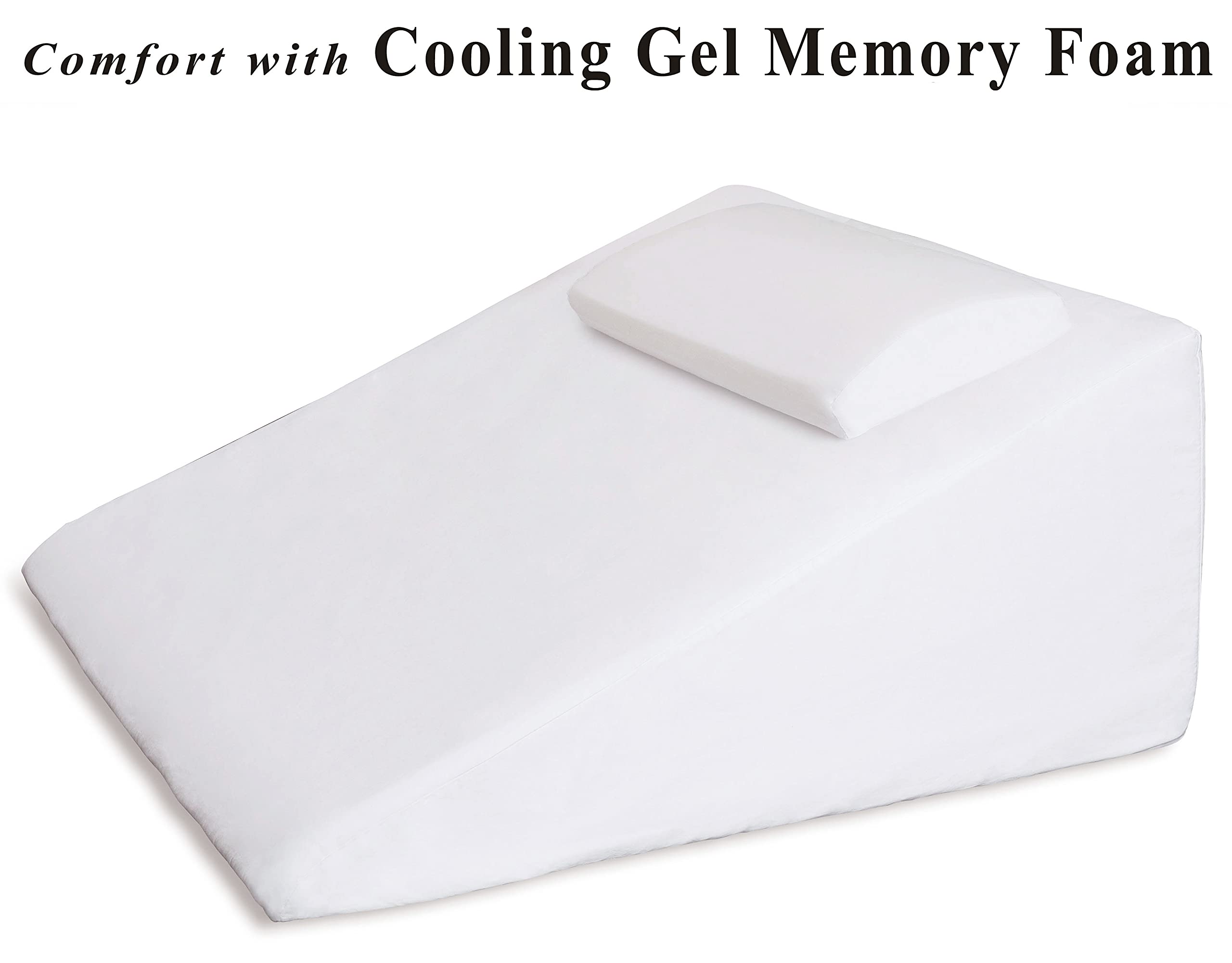 InteVision Extra Large Bed Wedge Pillow (33 x 30.5 x 12 inch) and Headrest Pillow in One Package - Helps Relief from Acid Reflux, Post Surgery, Snoring - Egyptian Cotton Cover - 2 inch Memory Foam Top
