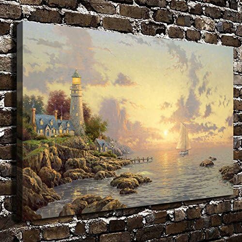 The Period H1220 Thomas Kinkade The Sea Of Tranquility, (16x20Inch)Stretched and Framed Oil Painting Home decoration Living Room bedroom (Framed)