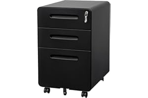 LVSTEEL 3 Drawer File Cabinet with Lock and 4 Keys, Mobile Metal Filing Cabinet, File Cabinets for Home Office, Under Desk, Pre-Assembly, File Drawer, Letter/Legal/A4 Hanging File Folders