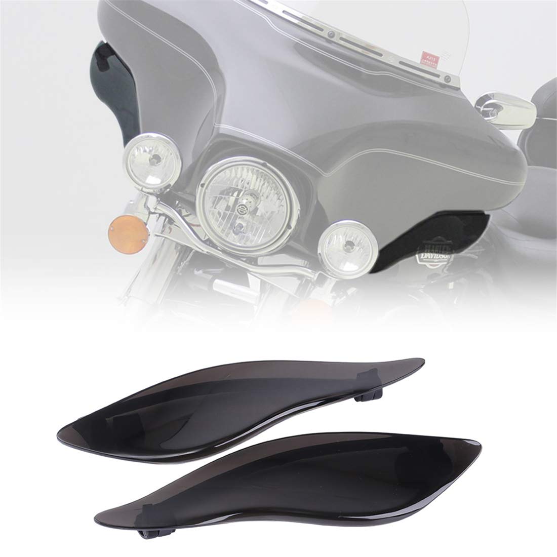 Photo 1 of KIWI MASTER Adjustable Air Deflectors for 2014-2024 Harley Touring Electra/Street/Tri Glide Accessories Side Wings Windshield Fairing Side Cover Shield, Dark Smoke, Pair