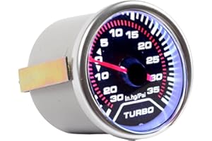 HOUTBY 52mm Car Universal Smoke Tint Len Psi Turbo Indicator Boost Bar Gauge Meter White Light