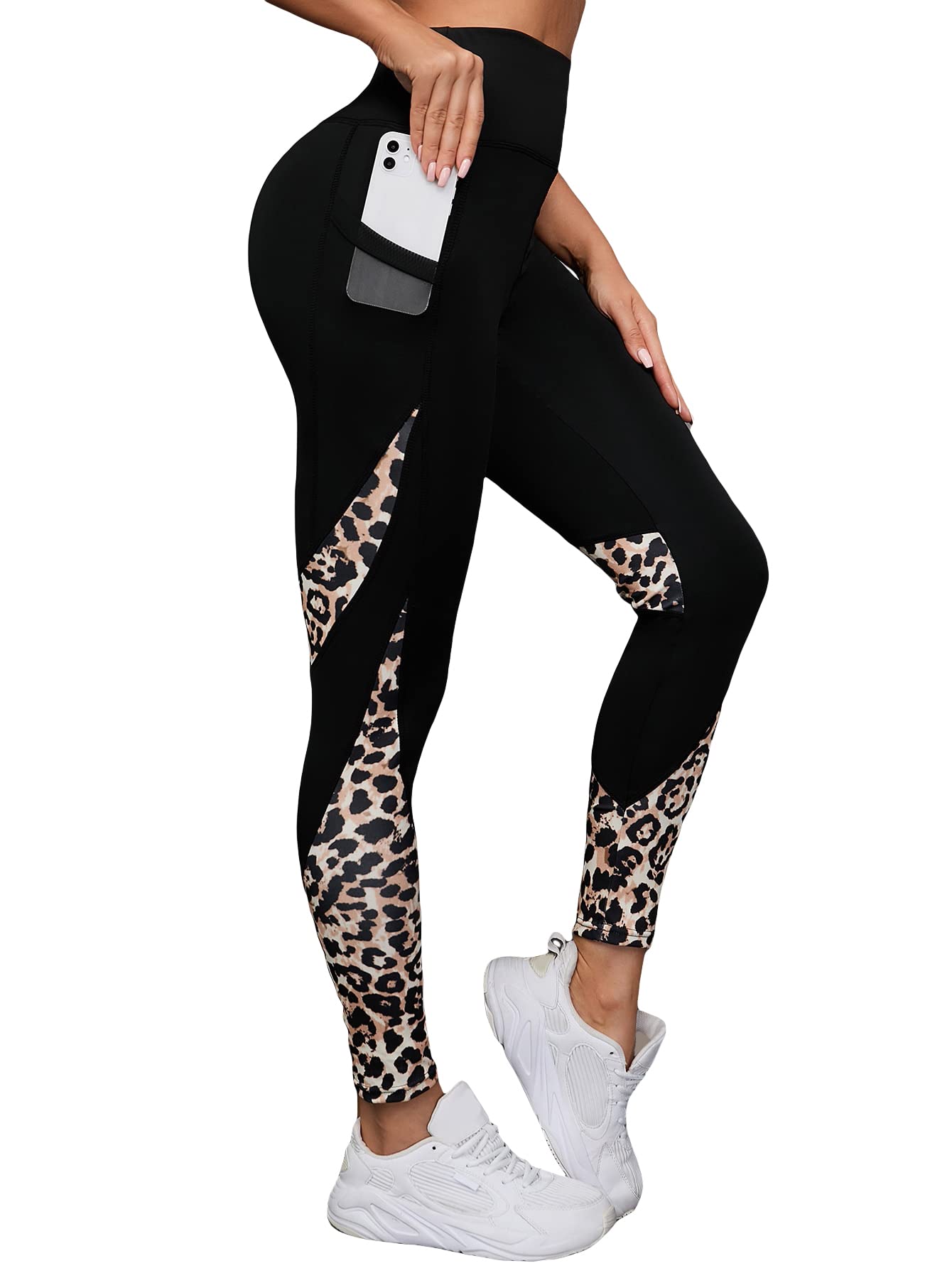 Photo 1 of SOLY HUX High Waisted Graphic Print Leggings for Women Yoga Workout Pants with Pockets Tummy Control Leggings Black Graphic L