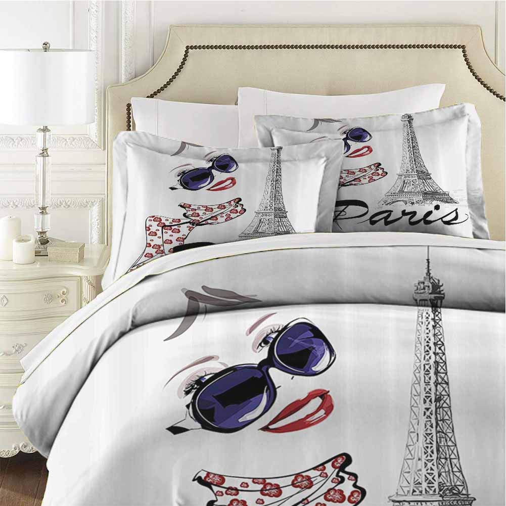 Best Paris Bedding Comforter Bed Set Eiffel Tower Teal Blue Flower