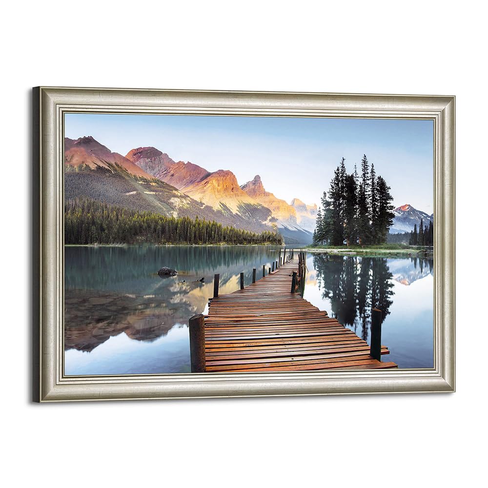 Lake Reflection Canvas Wall Art: Large Rocky Mountain Framed Picture ...