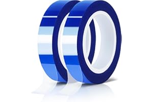 MEBMIK 2 Rolls 10mm x16m(52FT) Blue Heat Tape High Temperature Heat Resistant Tape Heat Transfer Tape for Heat Sublimation Press Vinyl,No Residue