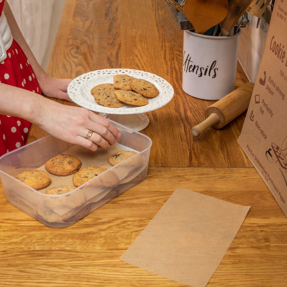 Unbleached Brown Parchment Paper Sheets for Half Sheet Pans (100 Pcs). Pre Cut 12 x 16 Inches. Double Side Silicone Coated Cookie Sheet Liner. Extra Thick and Strong. Best for Baking Cookies & Pastry
