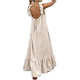 Verdusa Women's Boho Ruffle Cami Dress Backless Sleeveless Vacation Flowy Maxi Dresses
