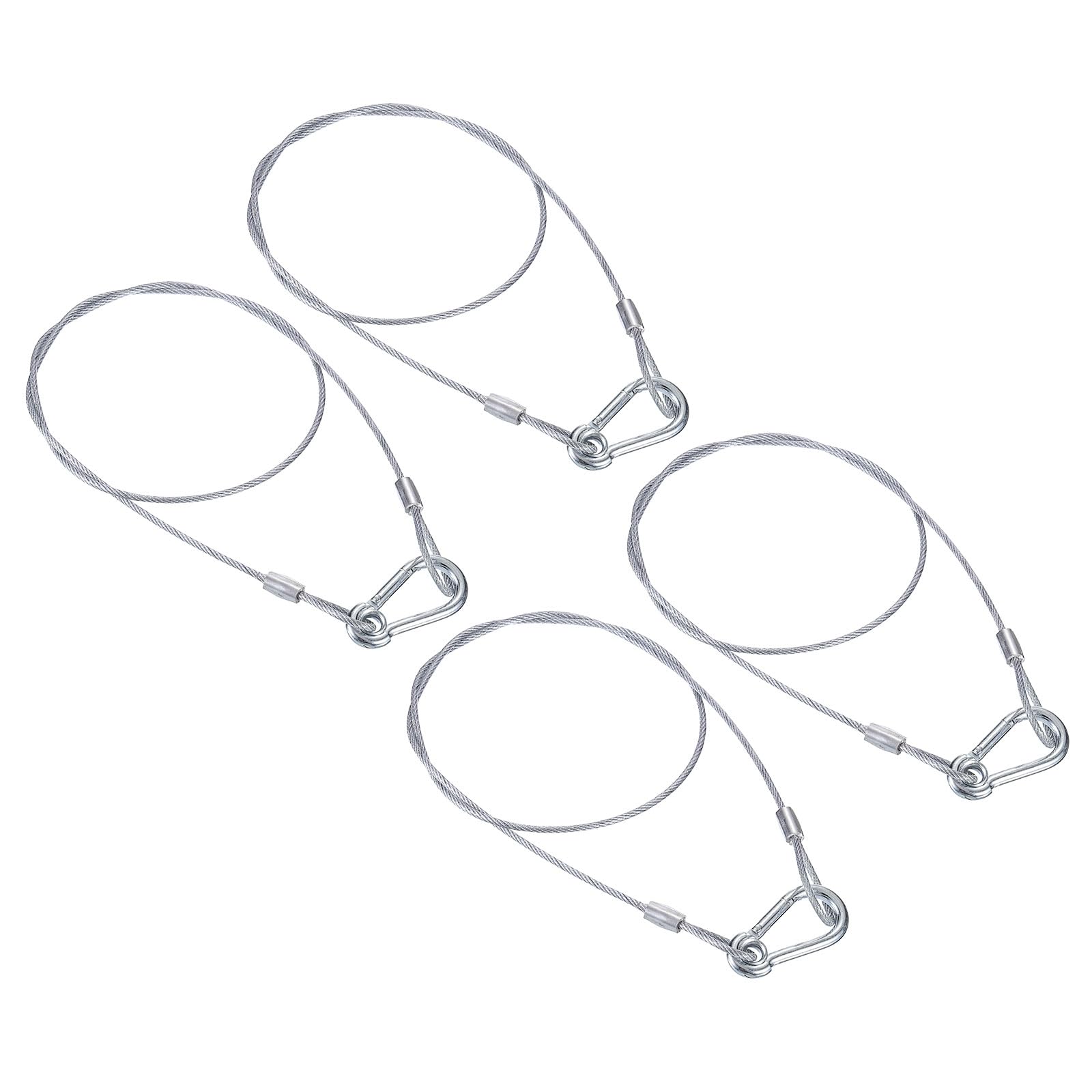 PATIKIL Stainless Steel Safety Cable 31.5"/80cm, 4Pack 2.5mm Flexible Security Wire Rope Lock Double Loops with Hook for Stage Lighting Luggage, Silver