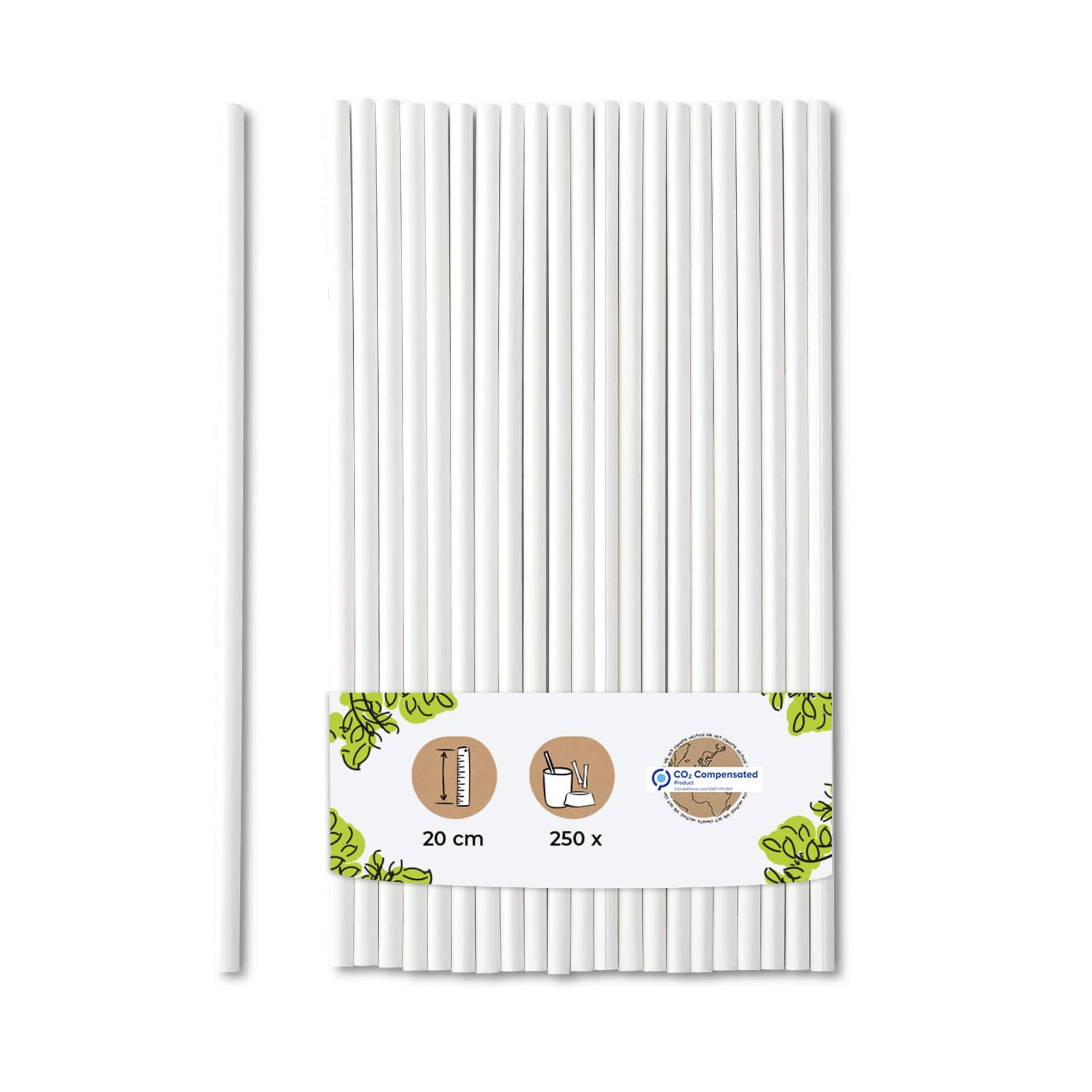 BIOZOYG Paper Drinking Straws 20 cm Straw 5 mm Ø I Drinking Straw Biodegradable I White Straws Vertically Rolled I Party Drinking Straws for Cocktails I Paper Straws 250 Pieces