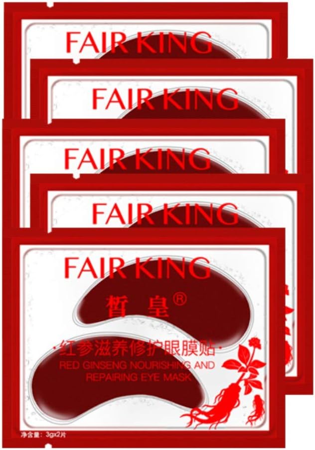 Allouli 5pcs Red Ginseng Eye Patches Firming Eye Mask Crystal Masks Anti Dark Circle Wrinkles Puffy Eye Pads