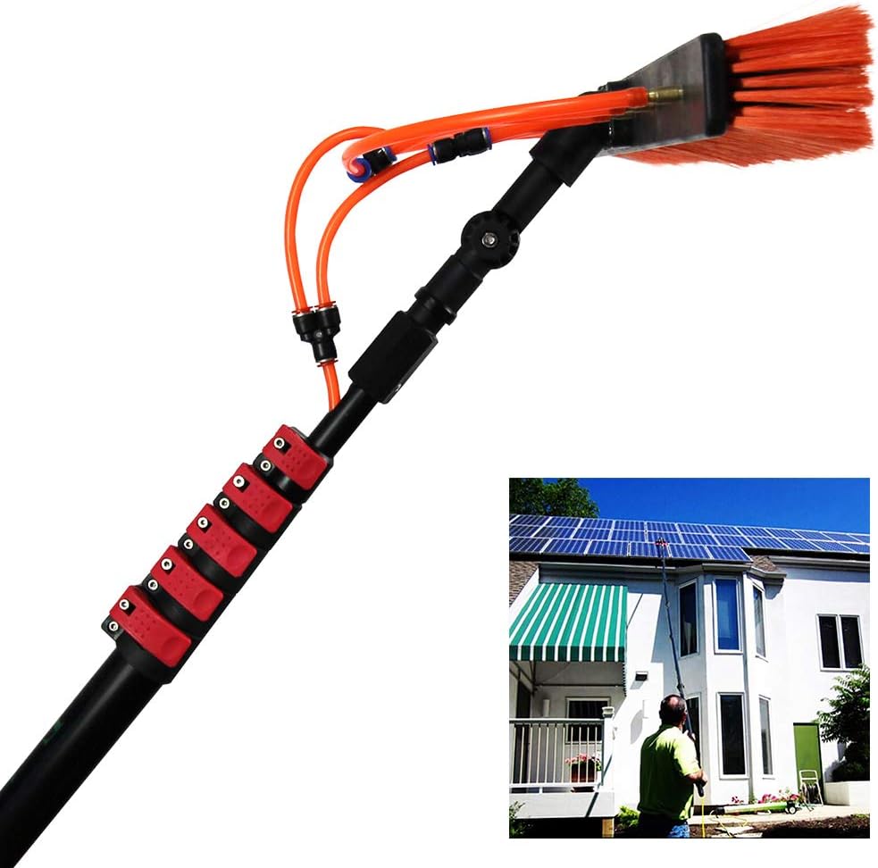 Dxtxx High-Altitude Photovoltaic Solar Panel Telescopic Water Cleaning Brush Greenhouse Roof Cleaning Window Brush,7.2m/23.6ft