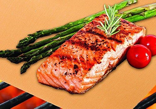 Premium Gold BBQ Grill Mats by Haza - Set of 2 Non Stick BBQ Grill Mats Large - Double Size, Double Fun (Gold)