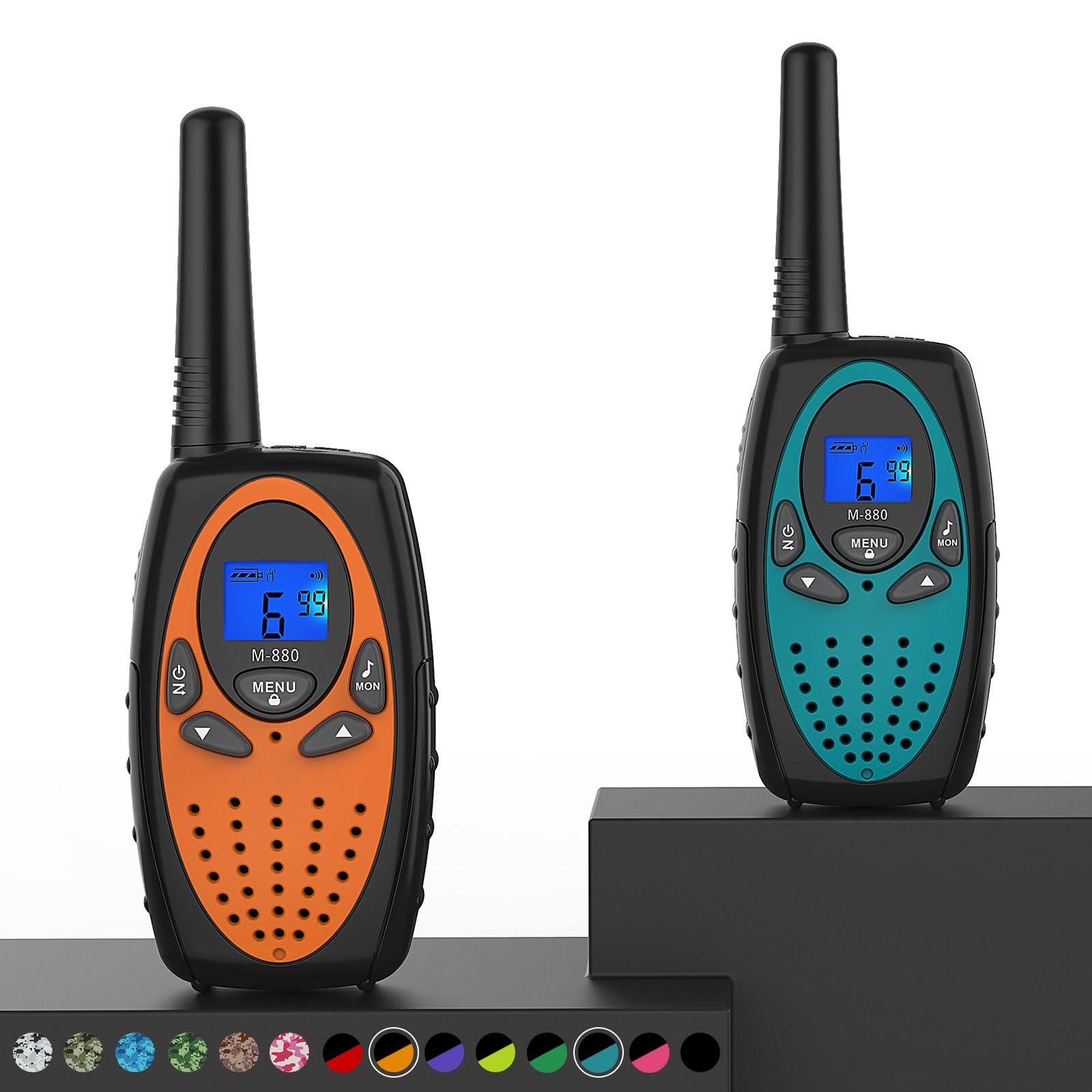 Photo 1 of Topsung Walkie Talkies Long Range,M880 FRS Two Way Radio for Adults with Mic LCD Screen/Resistance Wakie-Talkies with Noise Cancelling for Men Women Outdoor Adventures Cruise Ship (Blue and Orange)