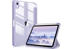 Fintie Hybrid Slim Case for iPad Mini 6 2021 (8.3 Inch) - [Built-in Pencil Holder] Shockproof Cover Clear Transparent Back Shell, Auto Wake/Sleep for iPad Mini 6th Generation, Lilac Purple