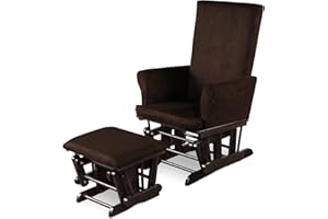 Costzon Glider and Ottoman Set, Wood Baby Rocker Nursery Furniture for Napping Reading Nursing, Cleanable Upholstered Comfort